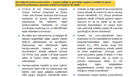 ILO – 28 Nisan İş Sağlığı ve Güvenliği Günü Yönetici Özeti Raporu